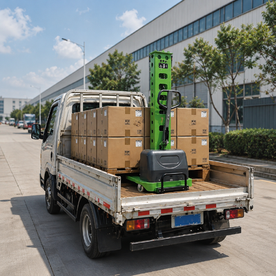 1000kg 1.6m 자체 적재 전동 스태커 휴대용 팔레트 리프터